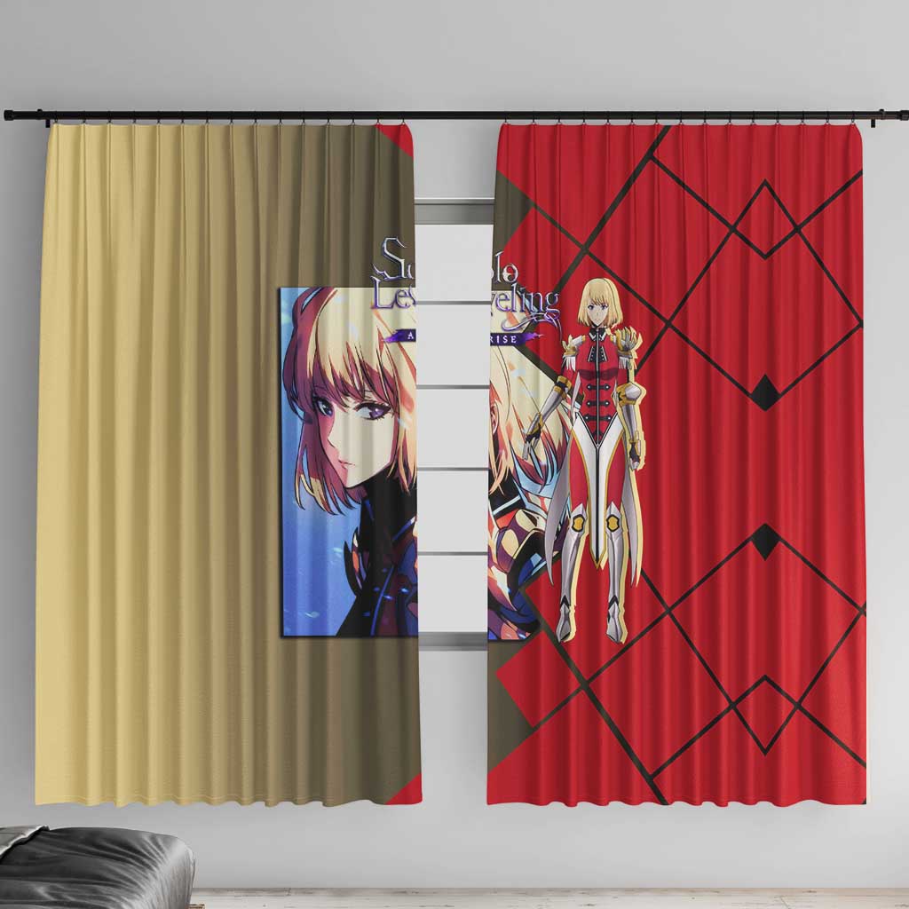 Cha Hae-In Solo Leveling Window Curtain with Combat Pose and Intense Action Design - The Mazicc