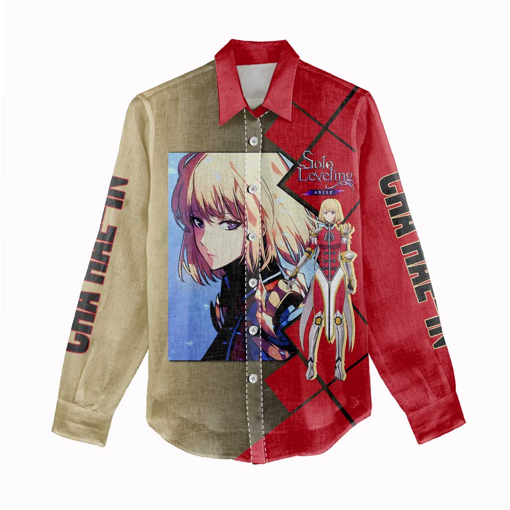 Cha Hae-In Solo Leveling Women Casual Shirt with Combat Pose and Intense Action Design - The Mazicc