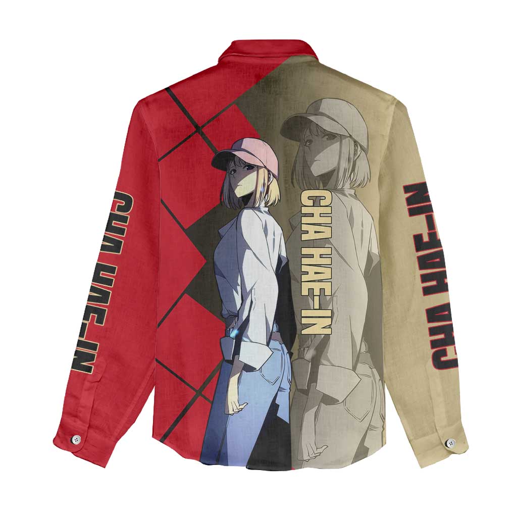 Cha Hae-In Solo Leveling Women Casual Shirt with Combat Pose and Intense Action Design - The Mazicc