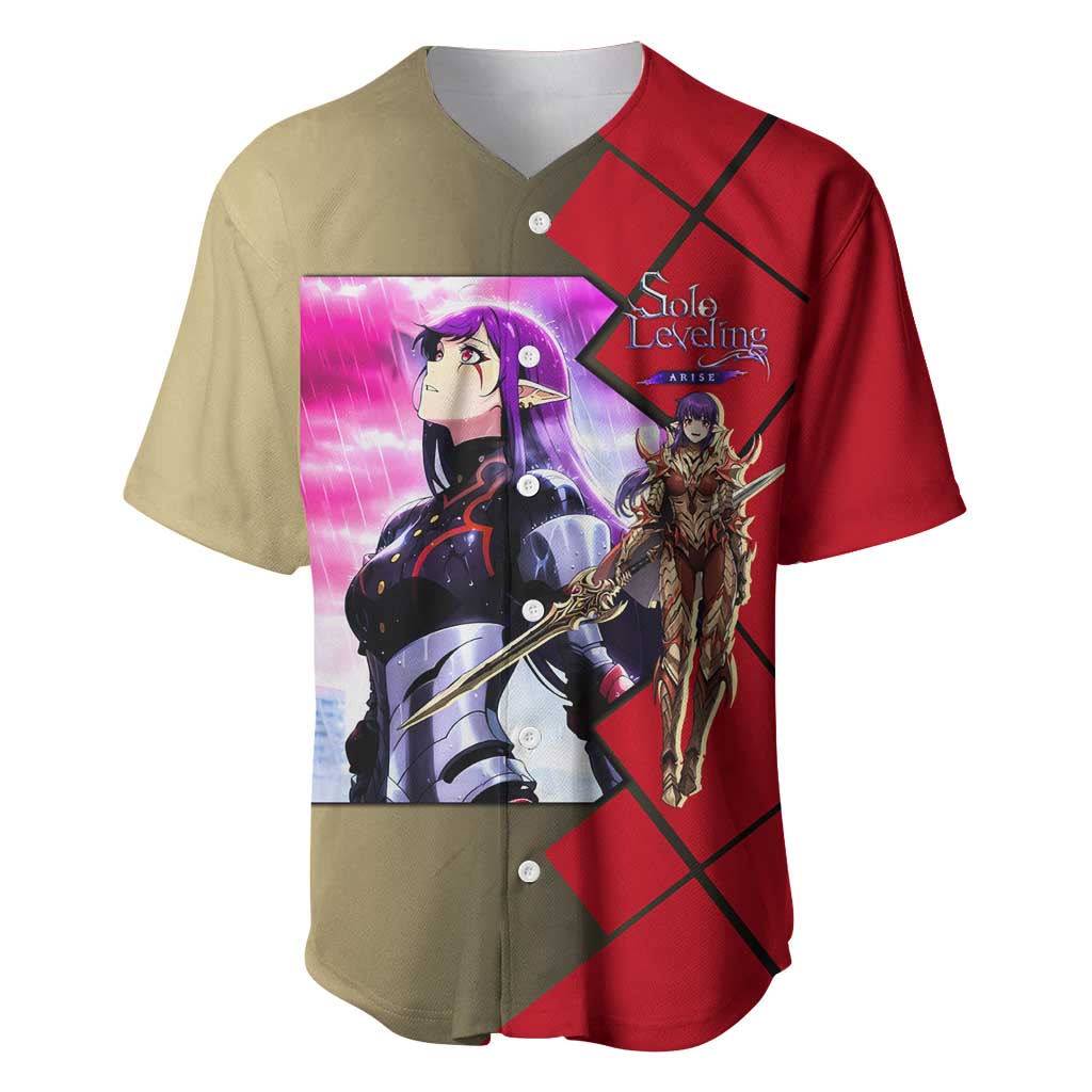 Esil Radiru Solo Leveling Baseball Jersey with Shadow Power Pose and Dark Fantasy Action Design - The Mazicc