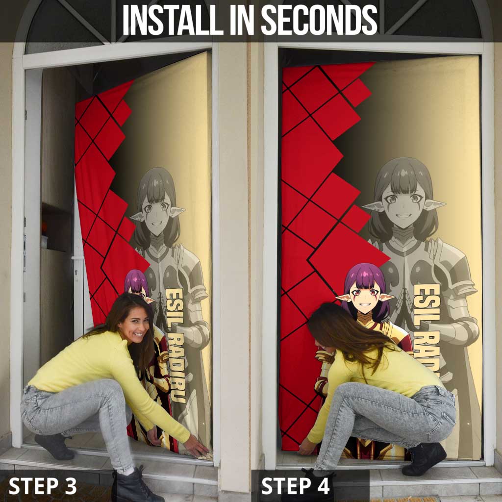 Esil Radiru Solo Leveling Door Cover with Shadow Power Pose and Dark Fantasy Action Design - The Mazicc