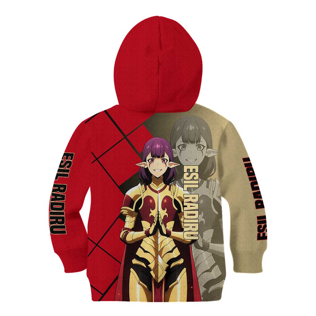Esil Radiru Solo Leveling Kid Hoodie with Shadow Power Pose and Dark Fantasy Action Design - The Mazicc