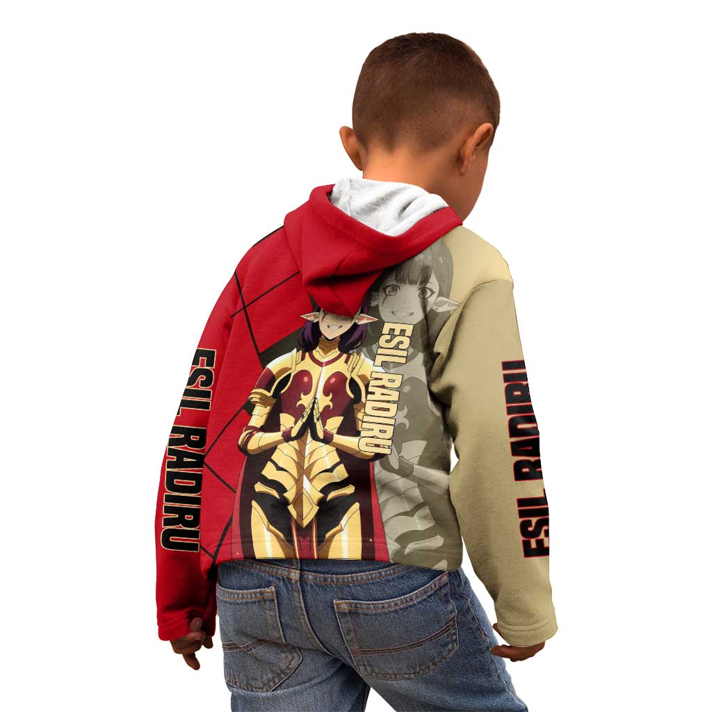 Esil Radiru Solo Leveling Kid Hoodie with Shadow Power Pose and Dark Fantasy Action Design - The Mazicc
