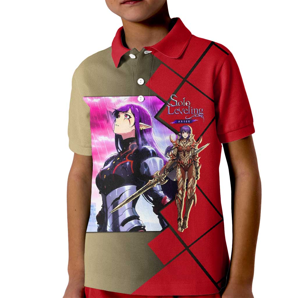 Esil Radiru Solo Leveling Kid Polo Shirt with Shadow Power Pose and Dark Fantasy Action Design - The Mazicc