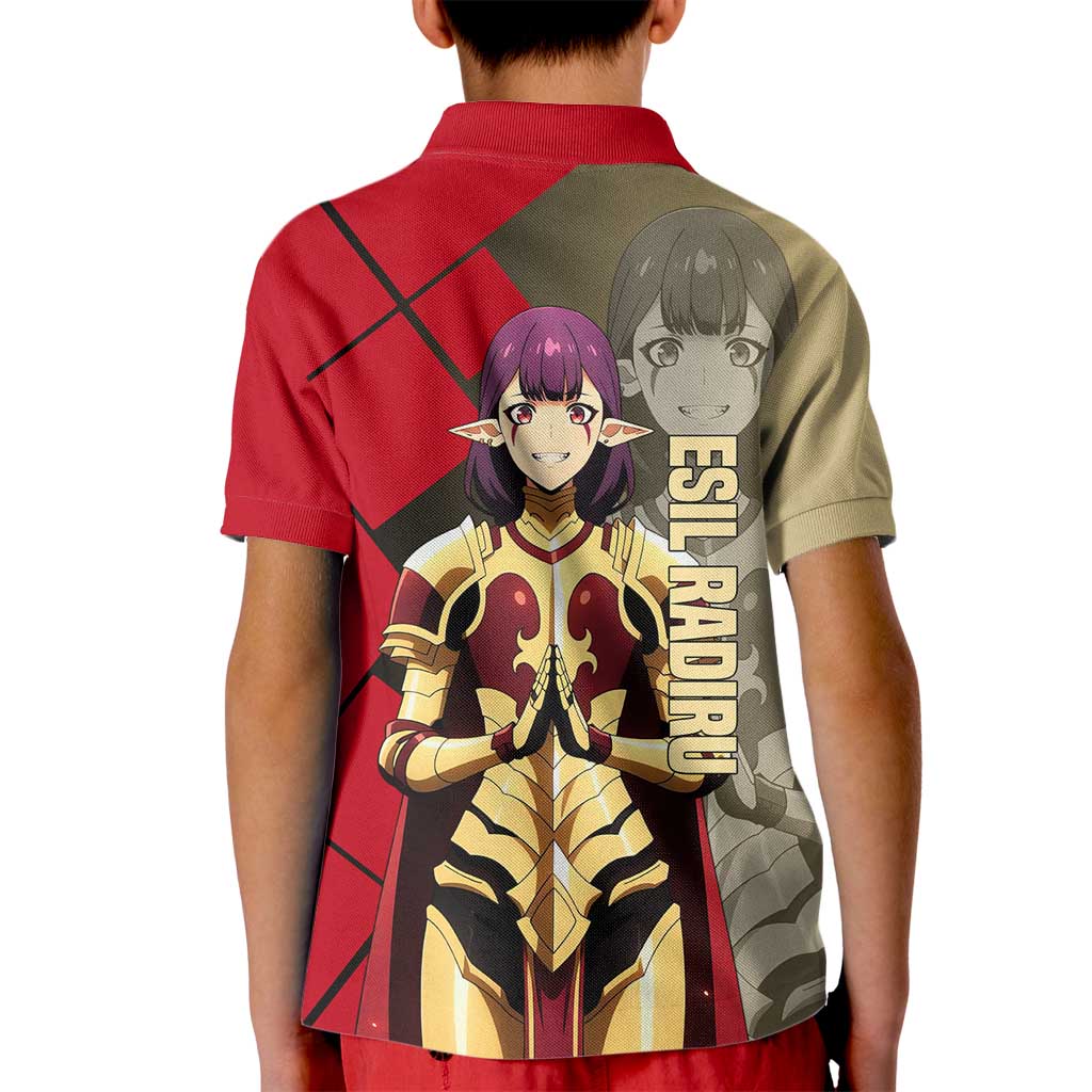 Esil Radiru Solo Leveling Kid Polo Shirt with Shadow Power Pose and Dark Fantasy Action Design - The Mazicc