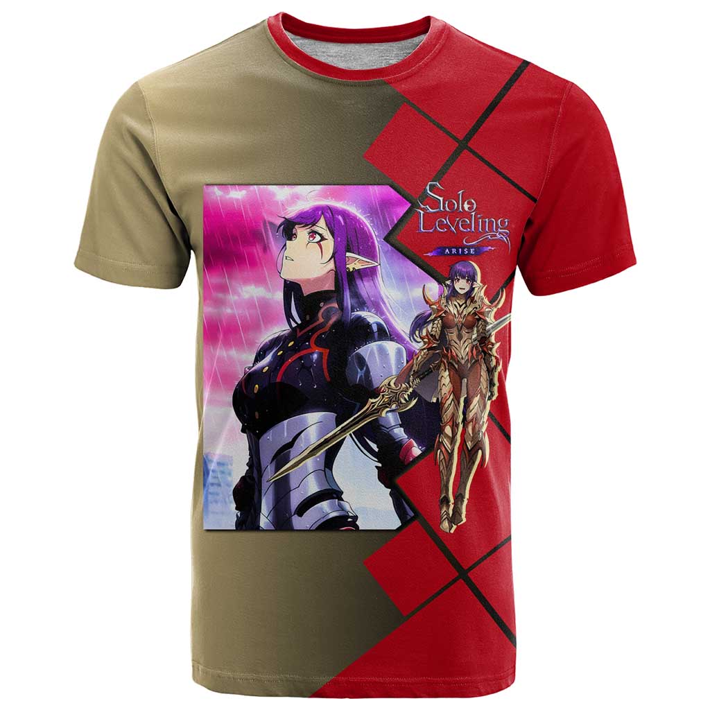 Esil Radiru Solo Leveling T Shirt with Shadow Power Pose and Dark Fantasy Action Design - The Mazicc