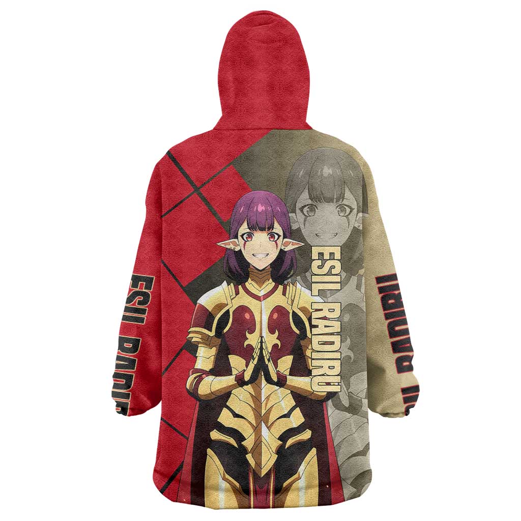 Esil Radiru Solo Leveling Wearable Blanket Hoodie with Shadow Power Pose and Dark Fantasy Action Design - The Mazicc