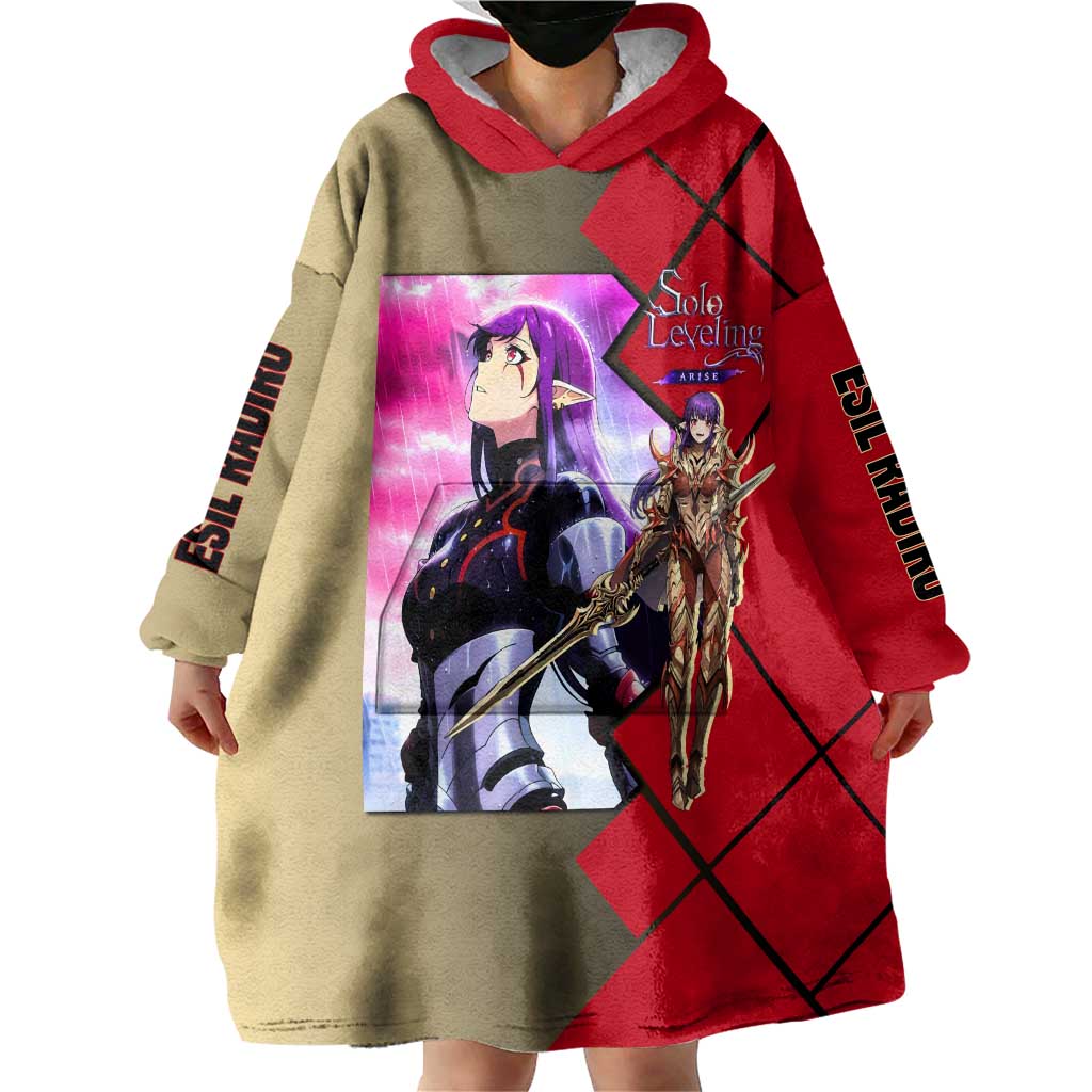 Esil Radiru Solo Leveling Wearable Blanket Hoodie with Shadow Power Pose and Dark Fantasy Action Design - The Mazicc