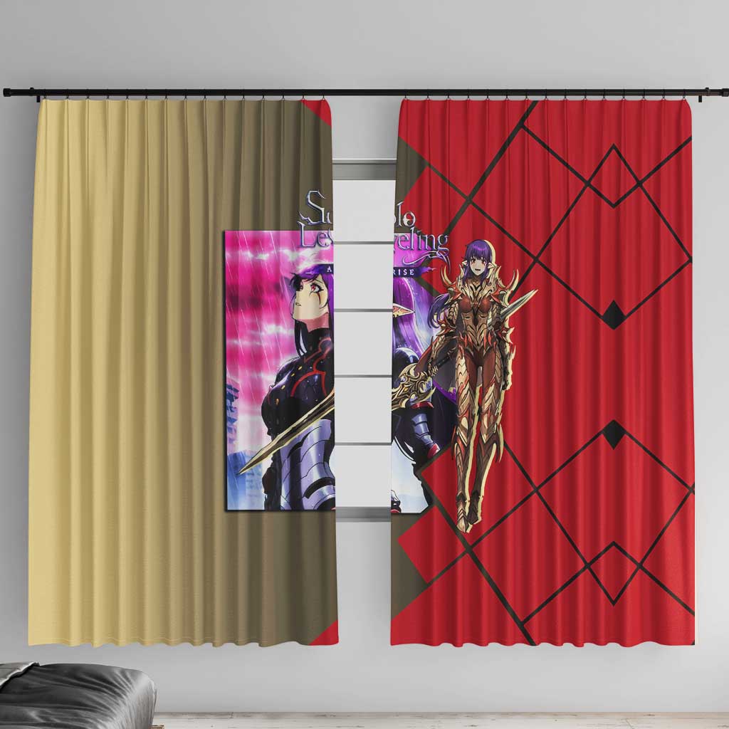 Esil Radiru Solo Leveling Window Curtain with Shadow Power Pose and Dark Fantasy Action Design - The Mazicc