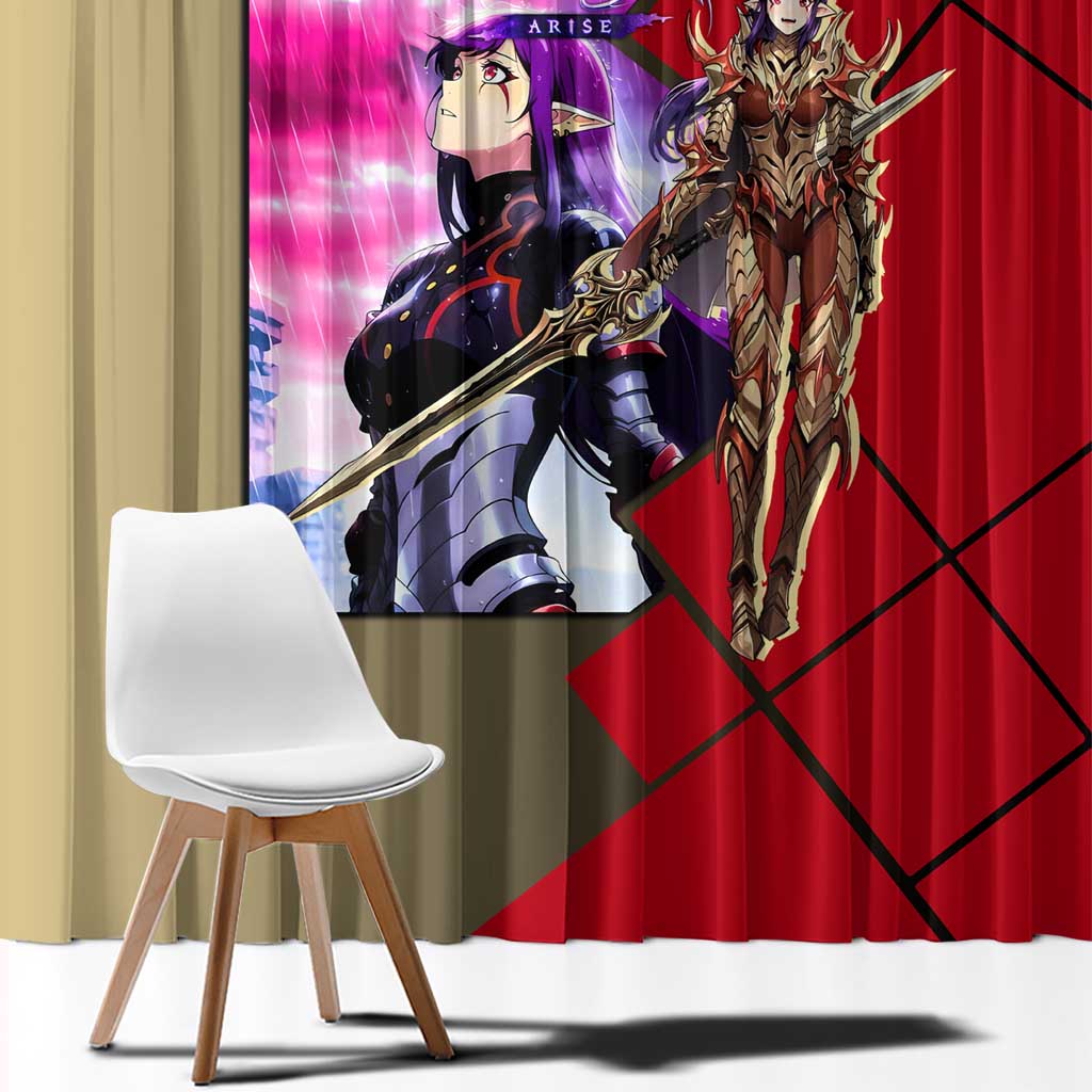 Esil Radiru Solo Leveling Window Curtain with Shadow Power Pose and Dark Fantasy Action Design - The Mazicc