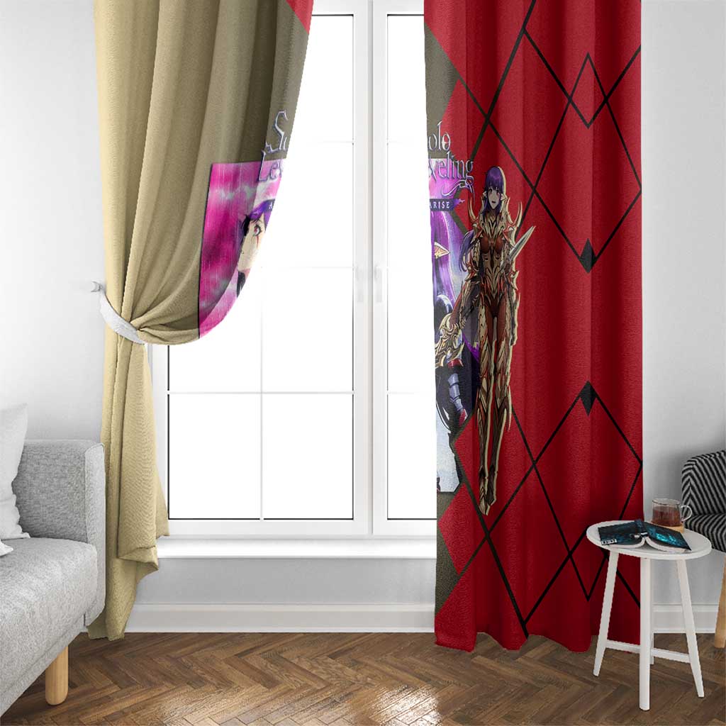 Esil Radiru Solo Leveling Window Curtain with Shadow Power Pose and Dark Fantasy Action Design - The Mazicc