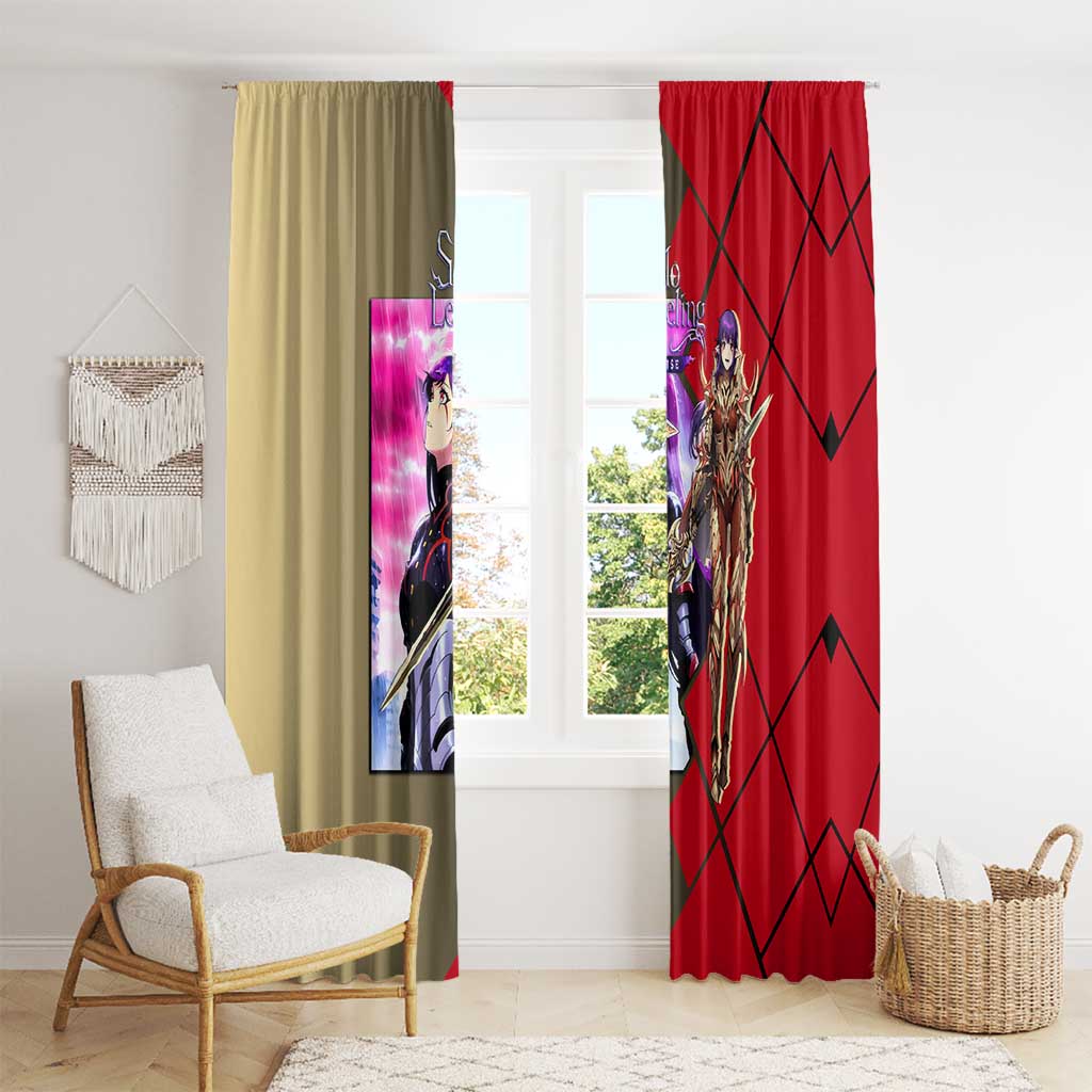 Esil Radiru Solo Leveling Window Curtain with Shadow Power Pose and Dark Fantasy Action Design - The Mazicc