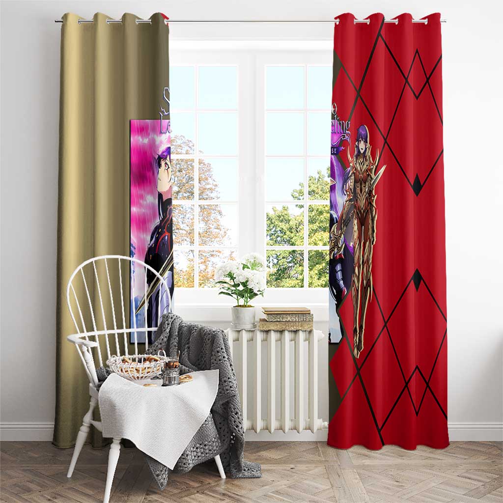 Esil Radiru Solo Leveling Window Curtain with Shadow Power Pose and Dark Fantasy Action Design - The Mazicc