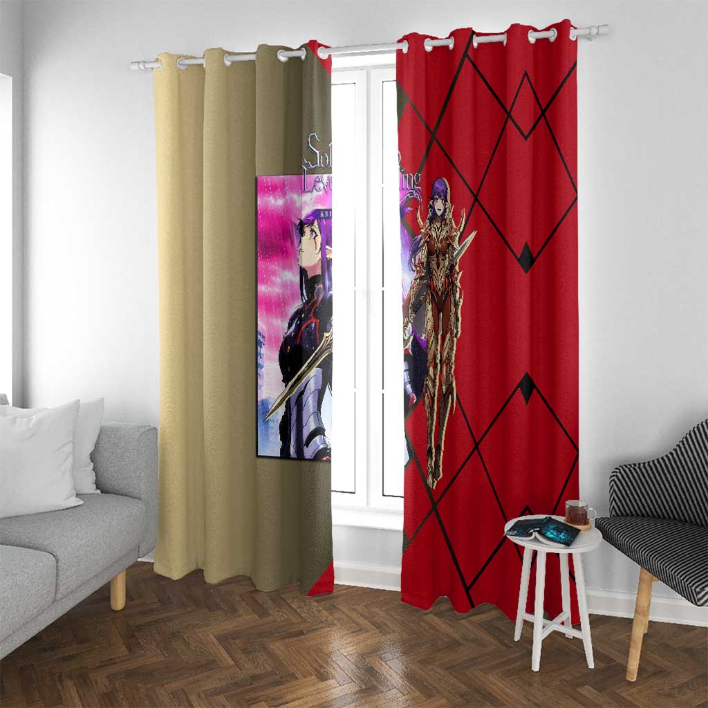 Esil Radiru Solo Leveling Window Curtain with Shadow Power Pose and Dark Fantasy Action Design - The Mazicc