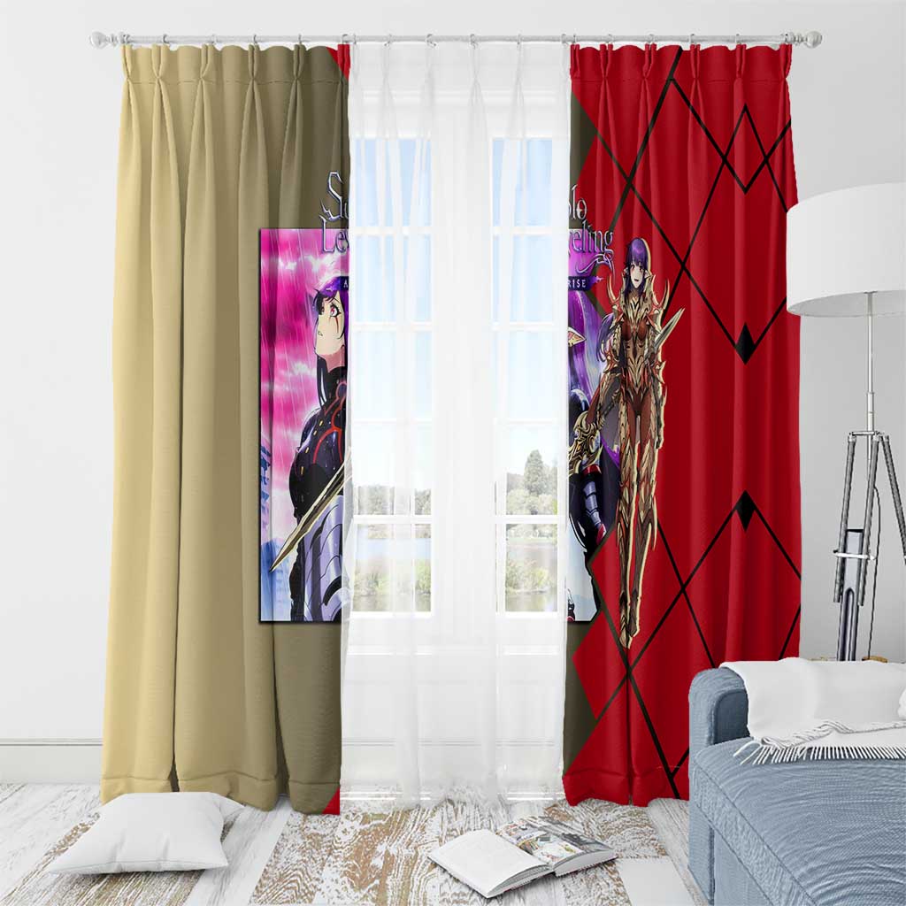 Esil Radiru Solo Leveling Window Curtain with Shadow Power Pose and Dark Fantasy Action Design - The Mazicc