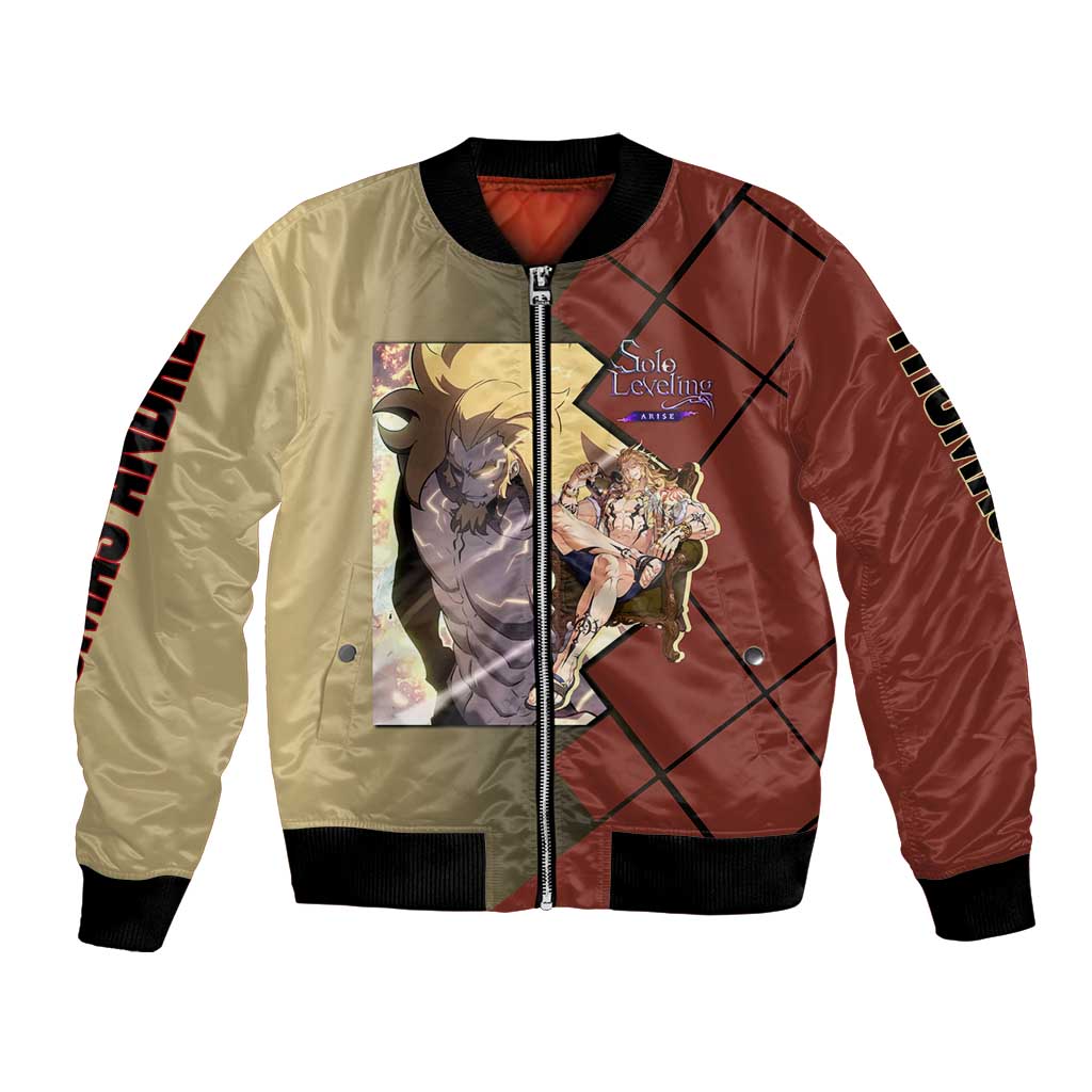 Thomas Andre Solo Leveling Bomber Jacket with Titan Form and Powerful Combat Pose Design - The Mazicc