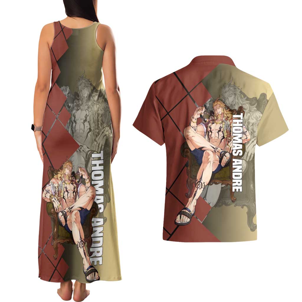 Thomas Andre Solo Leveling Couples Matching Tank Maxi Dress and Hawaiian Shirt with Titan Form and Powerful Combat Pose Design - The Mazicc