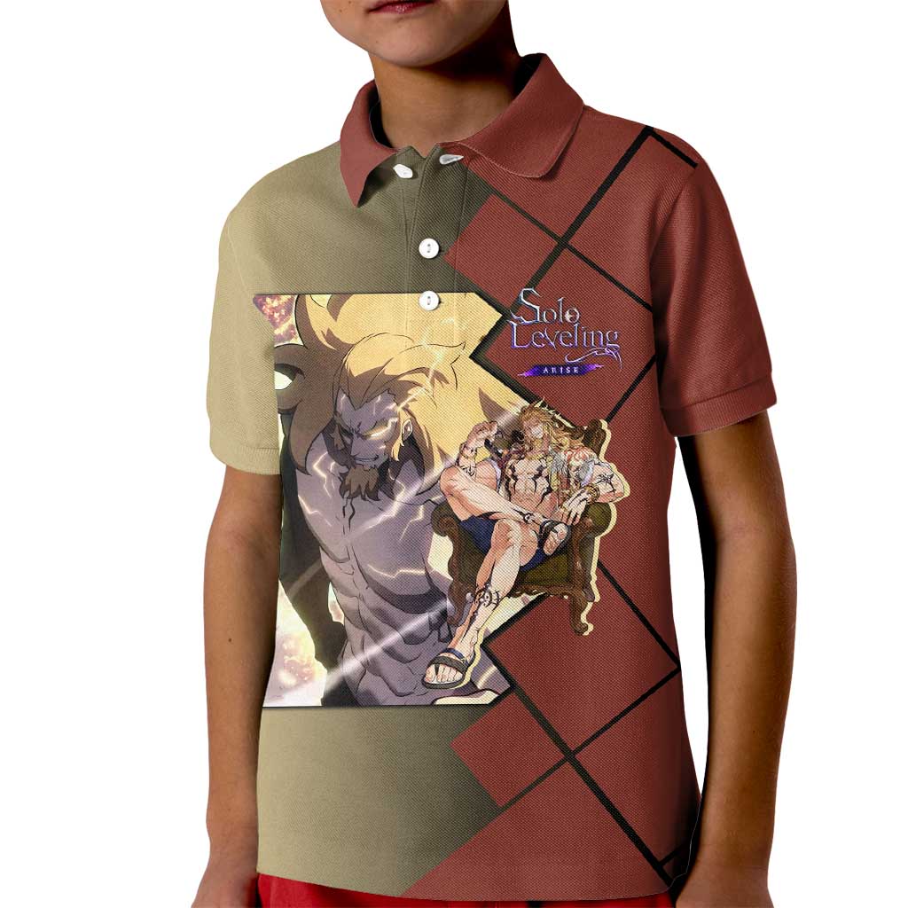 Thomas Andre Solo Leveling Kid Polo Shirt with Titan Form and Powerful Combat Pose Design - The Mazicc