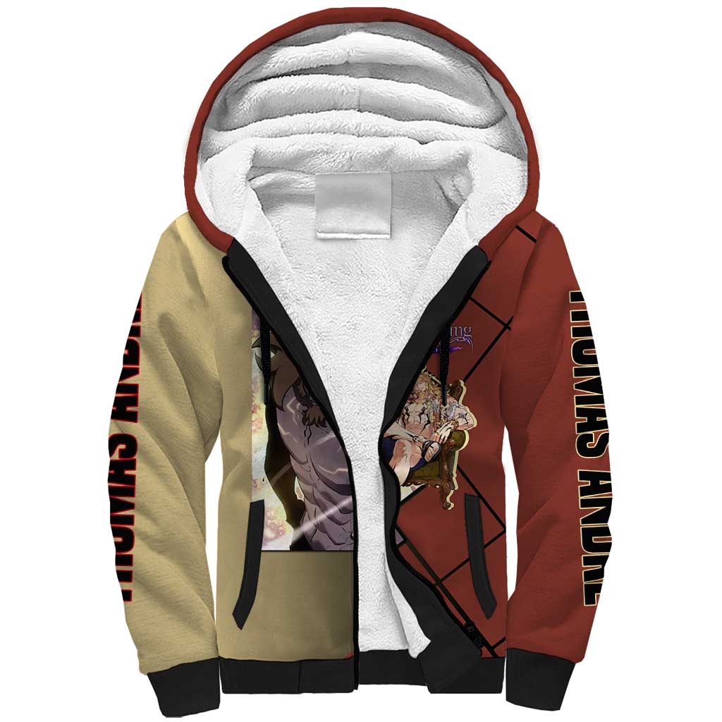 Thomas Andre Solo Leveling Sherpa Hoodie with Titan Form and Powerful Combat Pose Design - The Mazicc