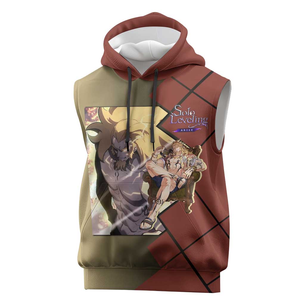 Thomas Andre Solo Leveling Sleeveless Hoodie with Titan Form and Powerful Combat Pose Design - The Mazicc