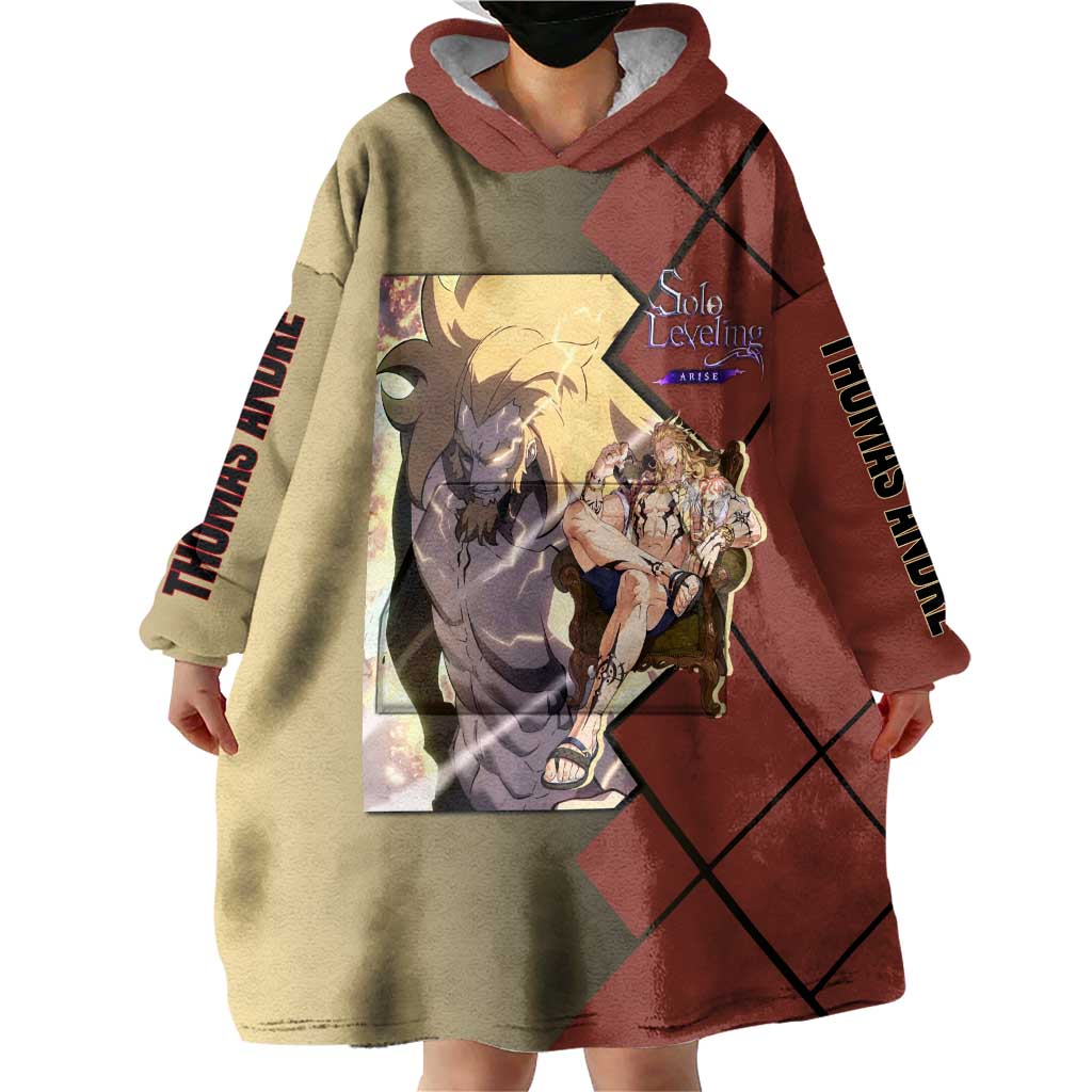 Thomas Andre Solo Leveling Wearable Blanket Hoodie with Titan Form and Powerful Combat Pose Design - The Mazicc