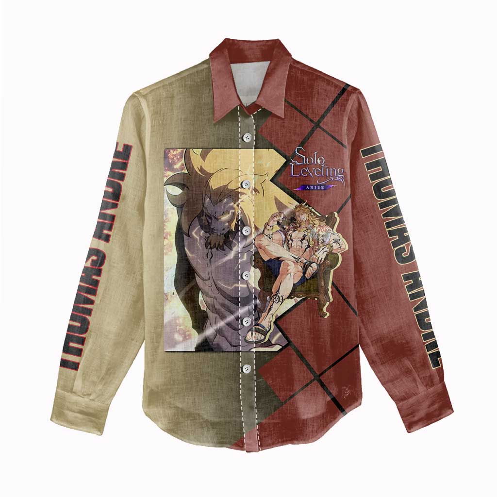 Thomas Andre Solo Leveling Women Casual Shirt with Titan Form and Powerful Combat Pose Design - The Mazicc