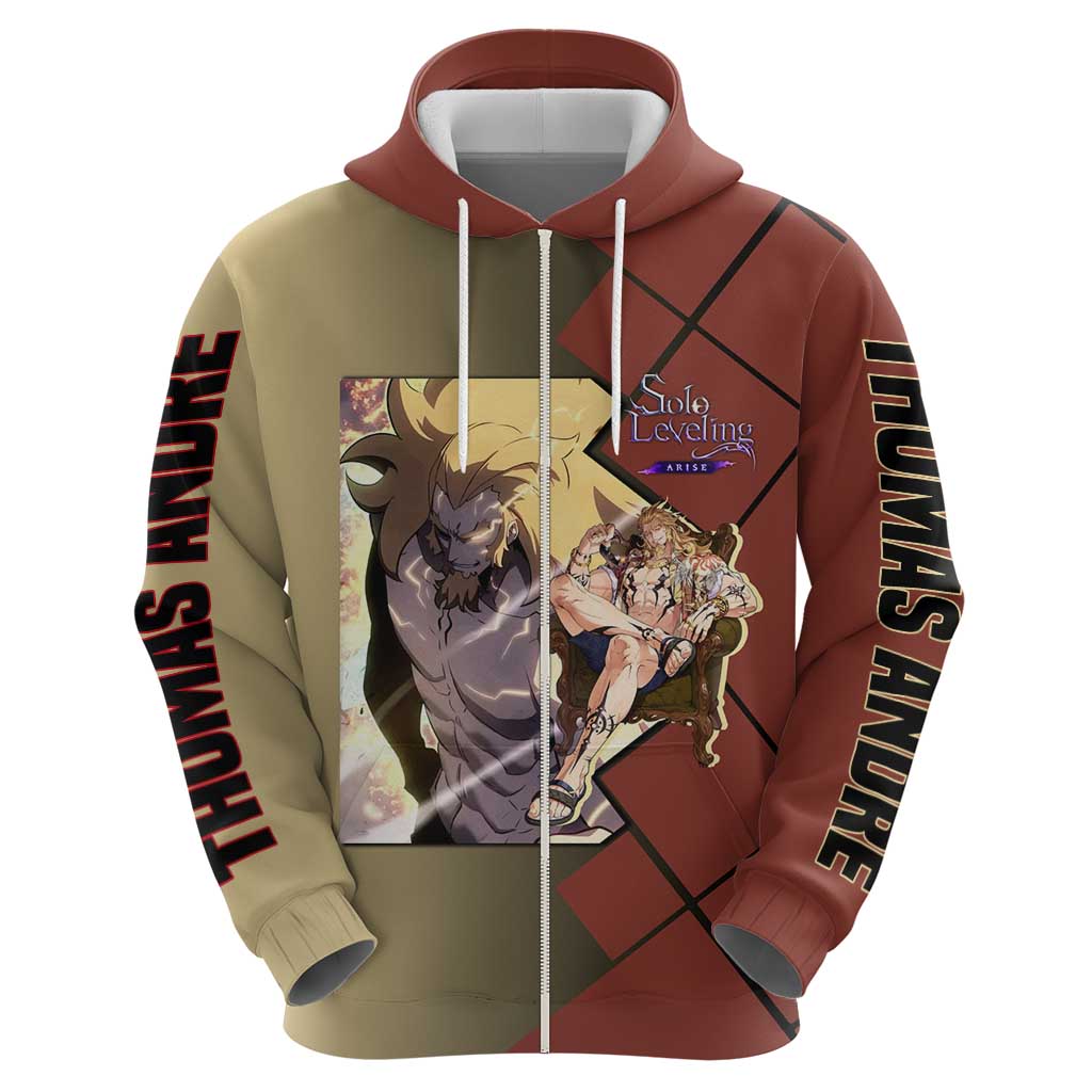 Thomas Andre Solo Leveling Zip Hoodie with Titan Form and Powerful Combat Pose Design - The Mazicc