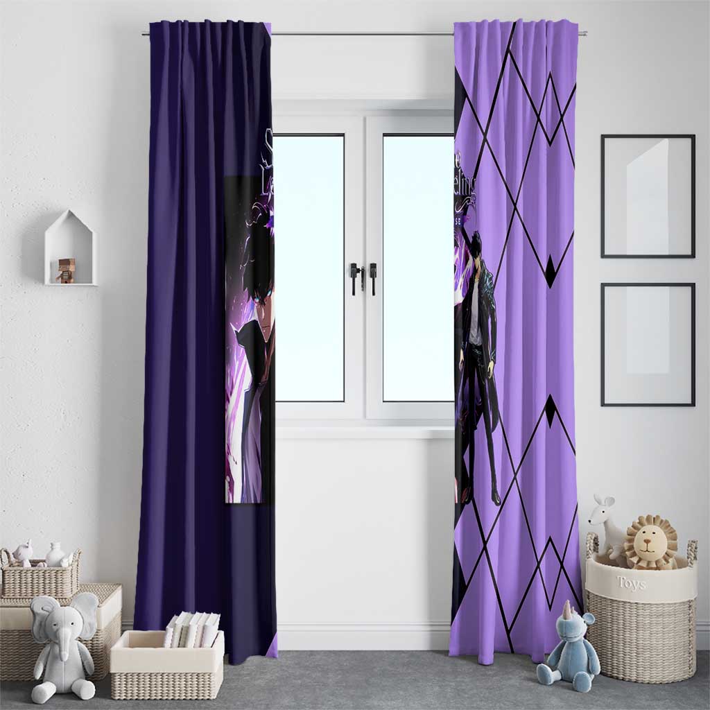 Sung Jinwoo Solo Leveling Window Curtain with Shadow Monarch Aura and Dark Battle Pose Design - The Mazicc