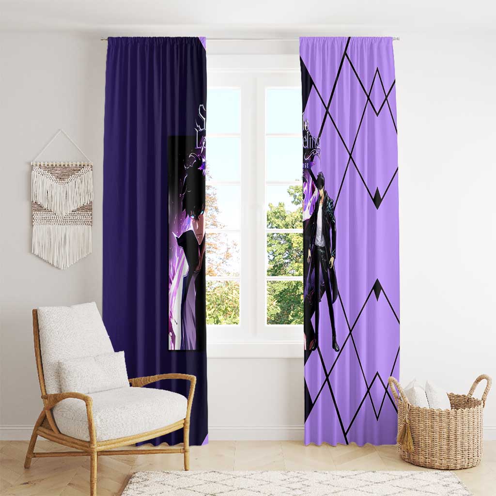 Sung Jinwoo Solo Leveling Window Curtain with Shadow Monarch Aura and Dark Battle Pose Design - The Mazicc