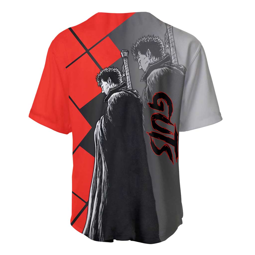 Guts Berserk Baseball Jersey with Dragonslayer Sword and Intense Battle Pose Design - The Mazicc