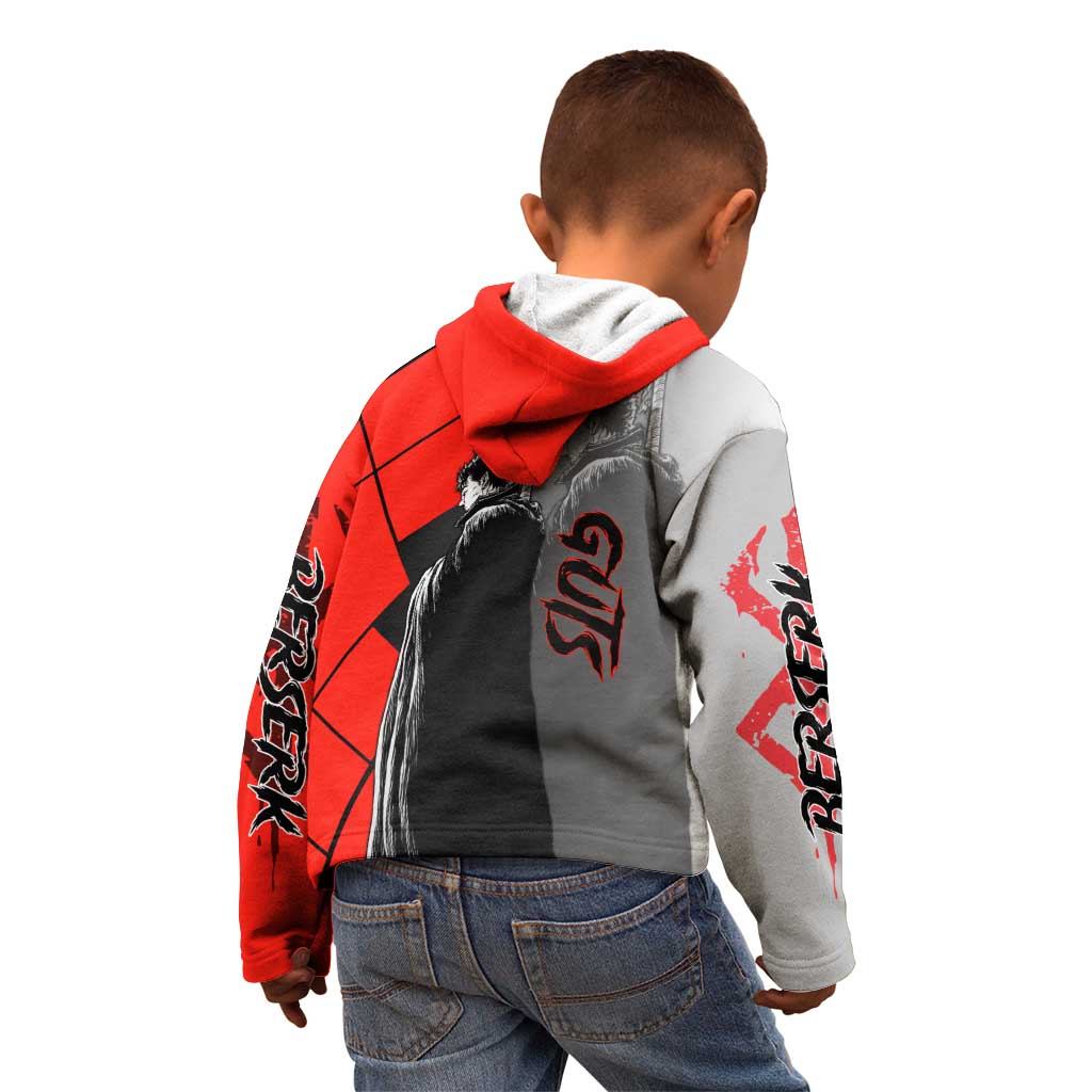 Guts Berserk Kid Hoodie with Dragonslayer Sword and Intense Battle Pose Design - The Mazicc