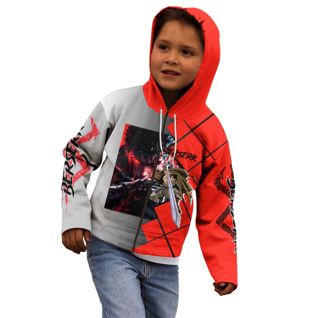 Guts Berserk Kid Hoodie with Dragonslayer Sword and Intense Battle Pose Design - The Mazicc