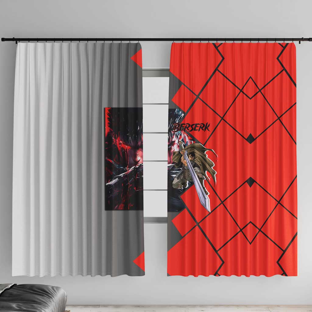 Guts Berserk Window Curtain with Dragonslayer Sword and Intense Battle Pose Design - The Mazicc