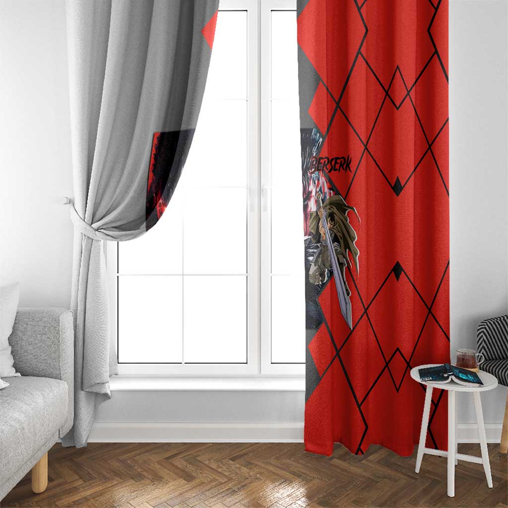 Guts Berserk Window Curtain with Dragonslayer Sword and Intense Battle Pose Design - The Mazicc
