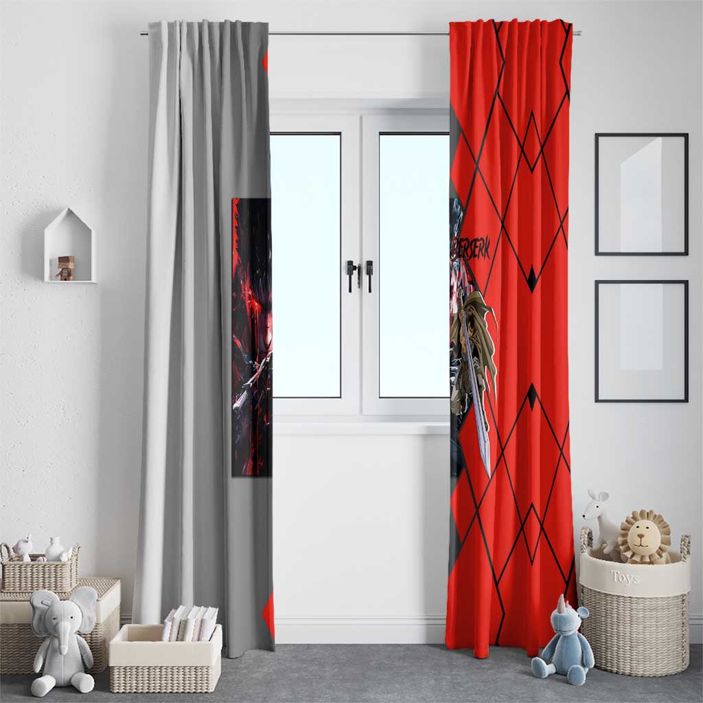 Guts Berserk Window Curtain with Dragonslayer Sword and Intense Battle Pose Design - The Mazicc