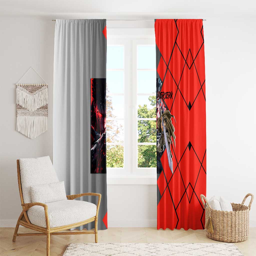 Guts Berserk Window Curtain with Dragonslayer Sword and Intense Battle Pose Design - The Mazicc