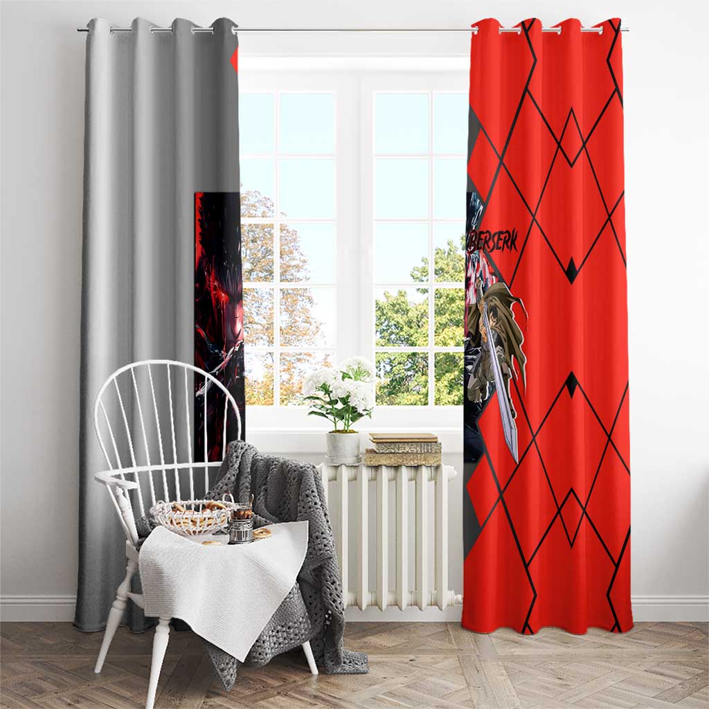 Guts Berserk Window Curtain with Dragonslayer Sword and Intense Battle Pose Design - The Mazicc