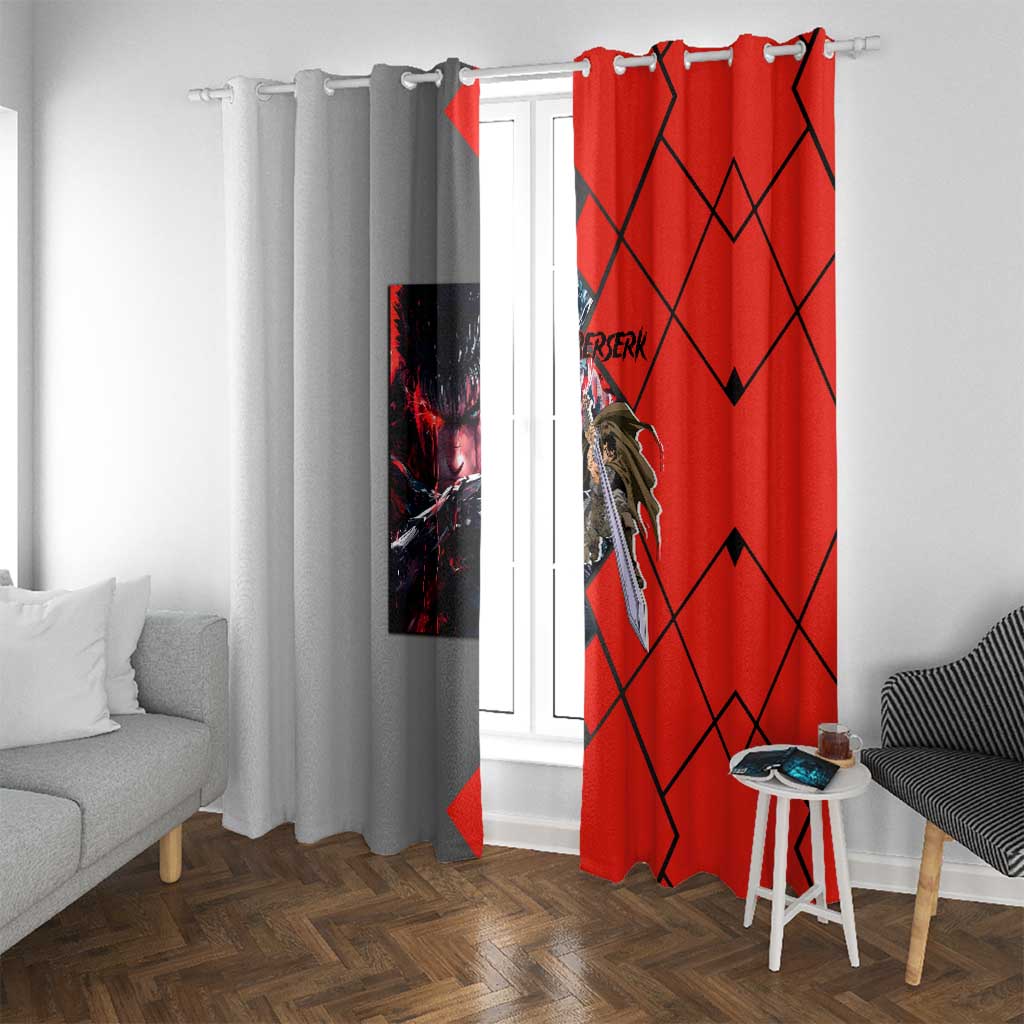 Guts Berserk Window Curtain with Dragonslayer Sword and Intense Battle Pose Design - The Mazicc