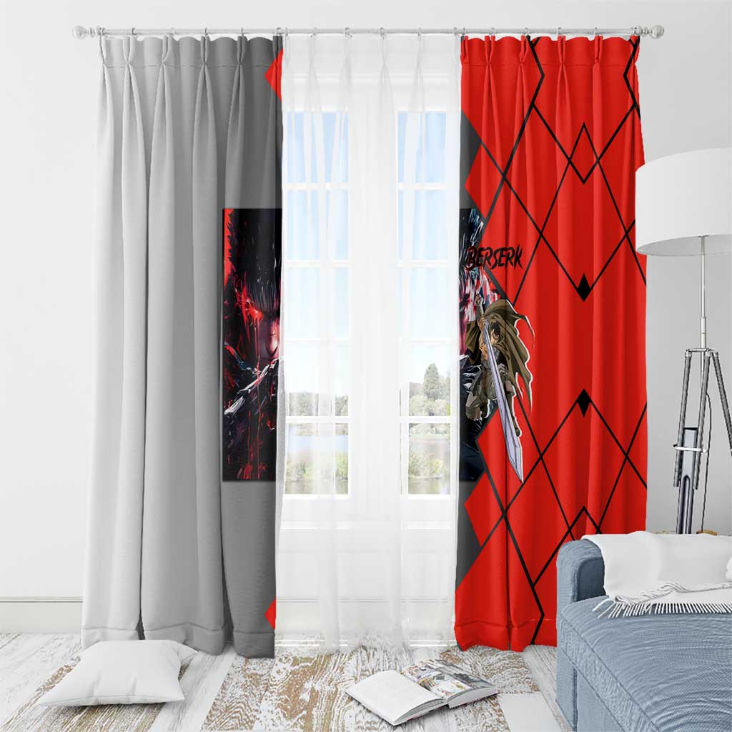 Guts Berserk Window Curtain with Dragonslayer Sword and Intense Battle Pose Design - The Mazicc