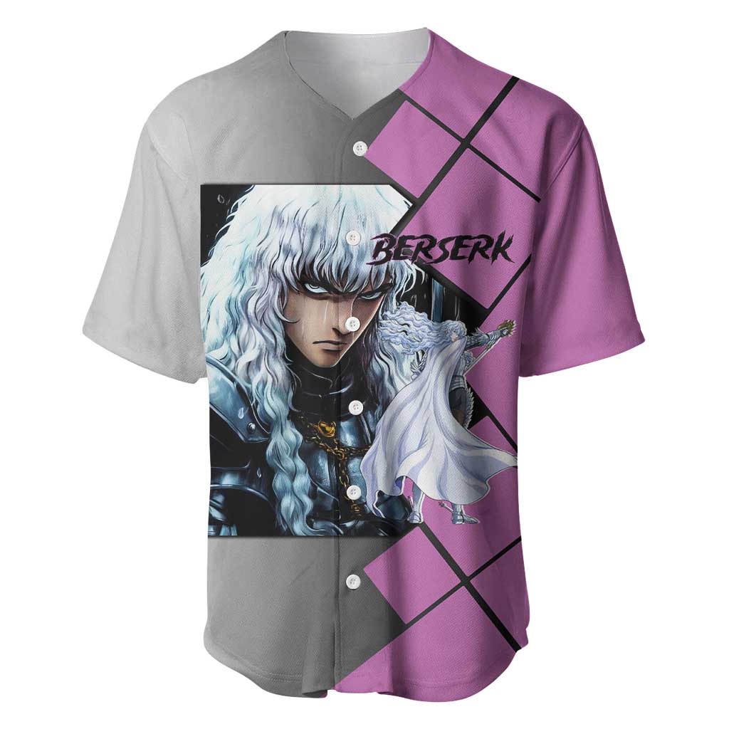 Griffith Berserk Baseball Jersey with White Falcon Armor and Strategic Battle Pose Design - The Mazicc