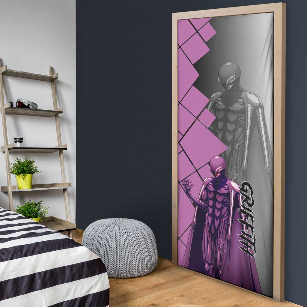 Griffith Berserk Door Cover with White Falcon Armor and Strategic Battle Pose Design - The Mazicc