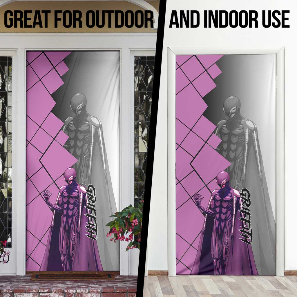 Griffith Berserk Door Cover with White Falcon Armor and Strategic Battle Pose Design - The Mazicc