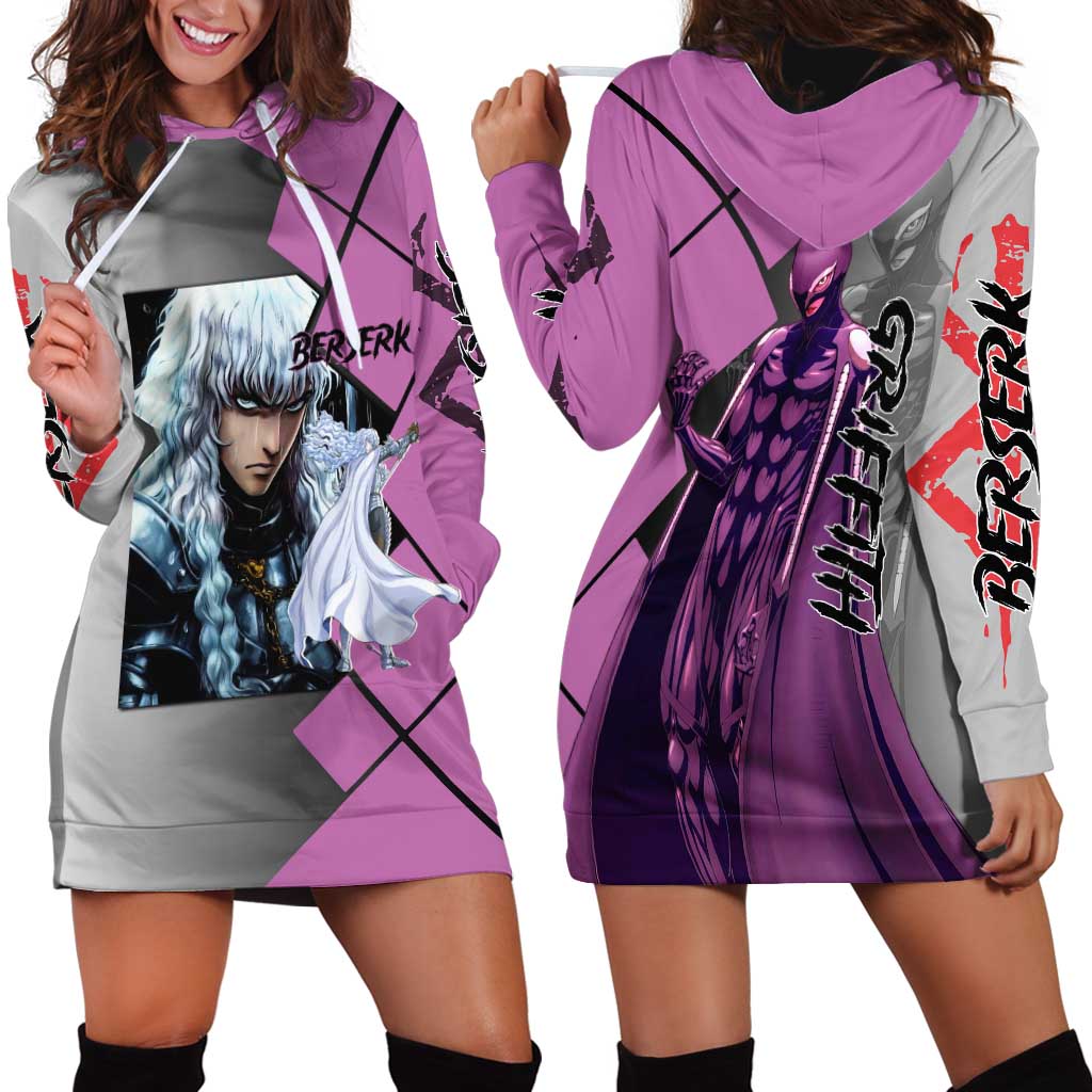 Griffith Berserk Hoodie Dress with White Falcon Armor and Strategic Battle Pose Design - The Mazicc