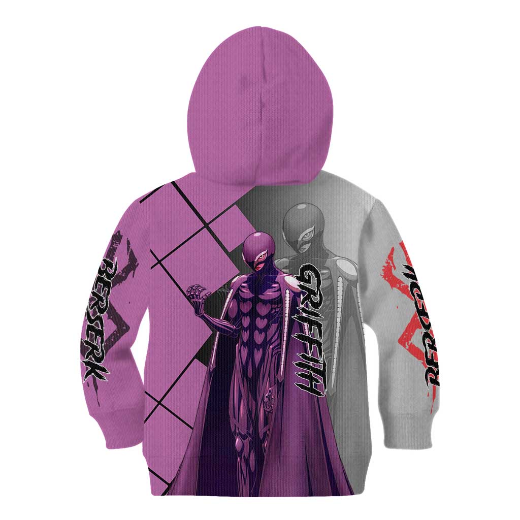 Griffith Berserk Kid Hoodie with White Falcon Armor and Strategic Battle Pose Design - The Mazicc