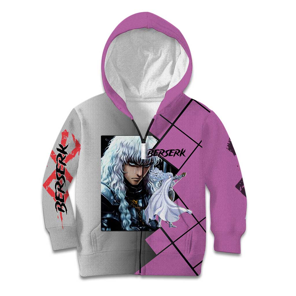 Griffith Berserk Kid Hoodie with White Falcon Armor and Strategic Battle Pose Design - The Mazicc