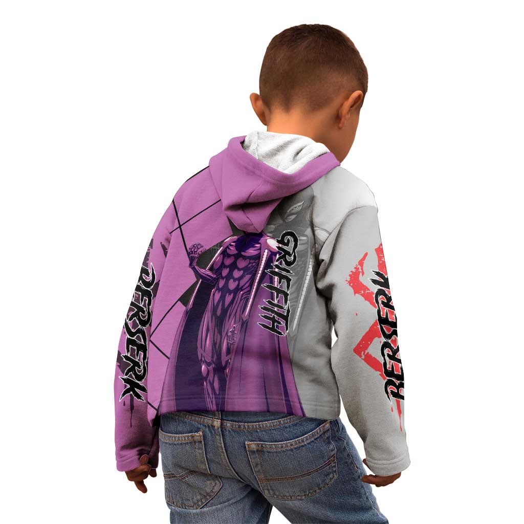 Griffith Berserk Kid Hoodie with White Falcon Armor and Strategic Battle Pose Design - The Mazicc