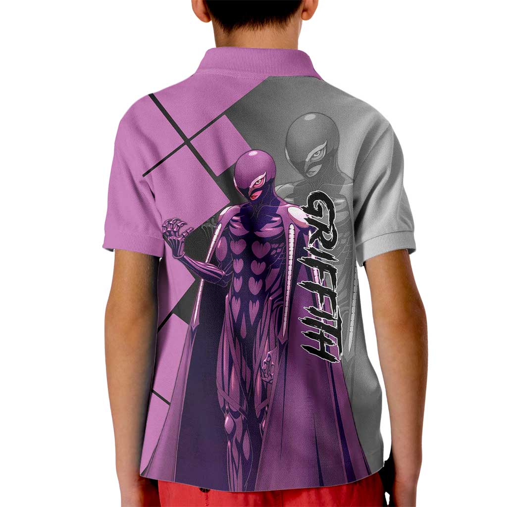 Griffith Berserk Kid Polo Shirt with White Falcon Armor and Strategic Battle Pose Design - The Mazicc