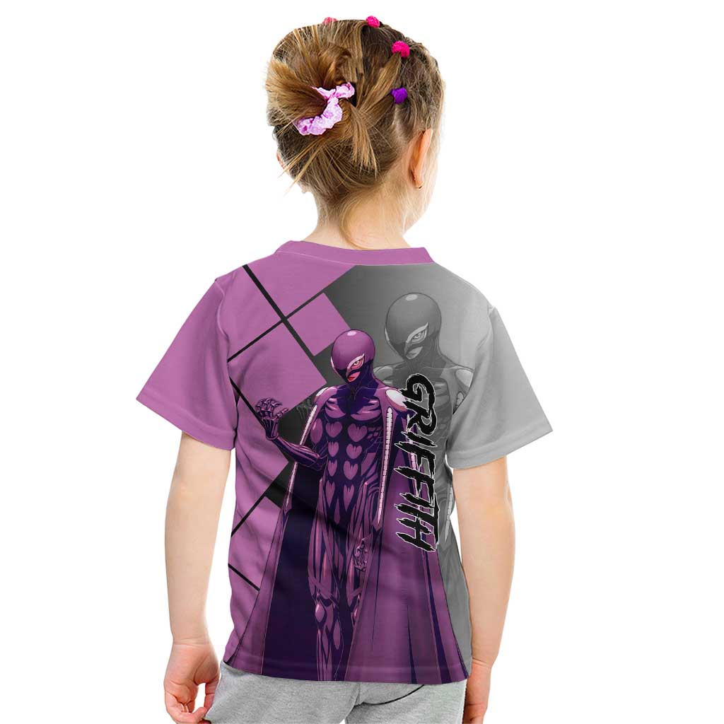 Griffith Berserk Kid T Shirt with White Falcon Armor and Strategic Battle Pose Design - The Mazicc