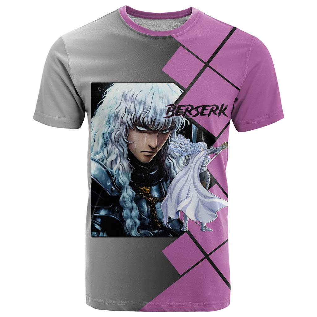 Griffith Berserk T Shirt with White Falcon Armor and Strategic Battle Pose Design - The Mazicc
