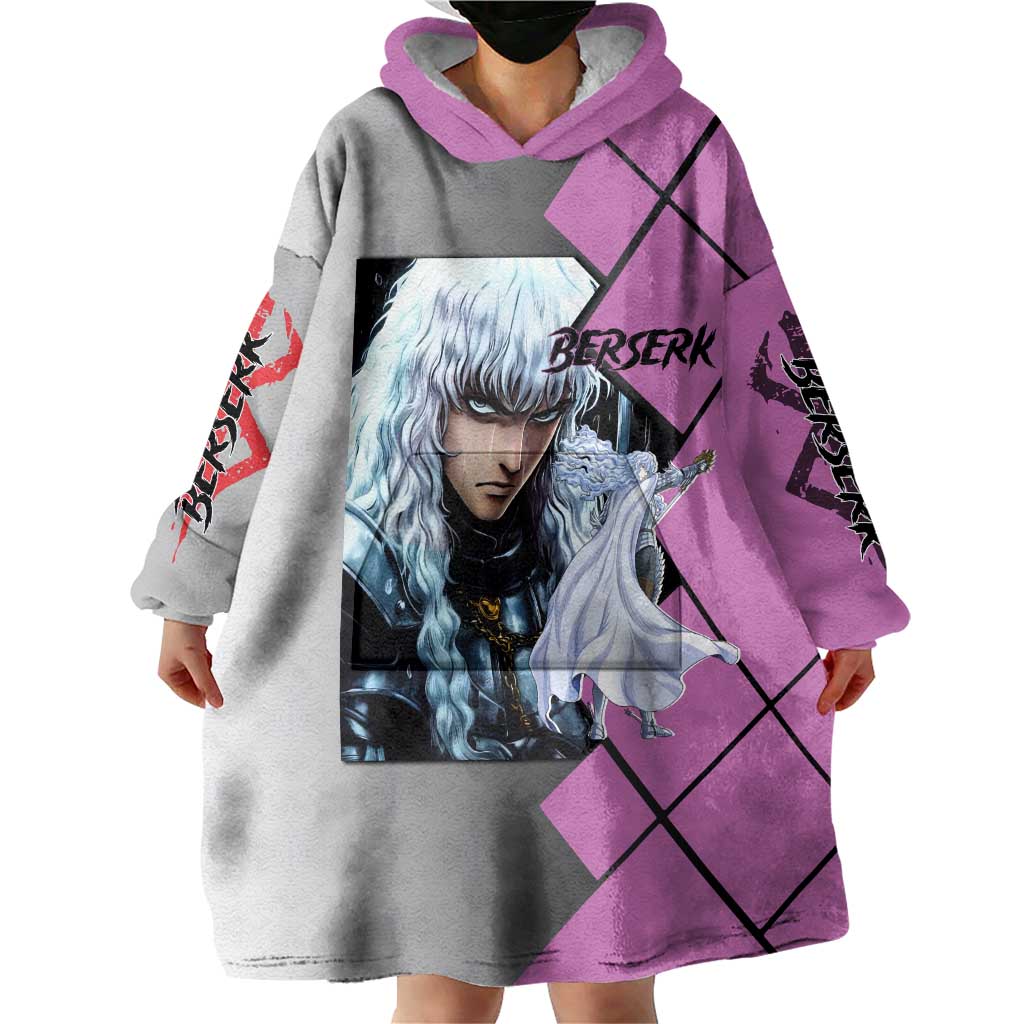 Griffith Berserk Wearable Blanket Hoodie with White Falcon Armor and Strategic Battle Pose Design - The Mazicc
